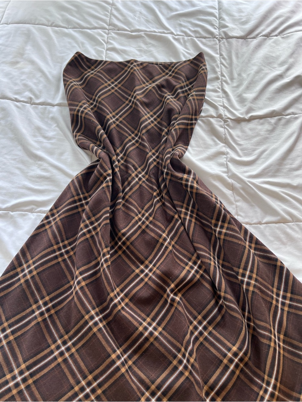 Brown Plaid Maxi Dress